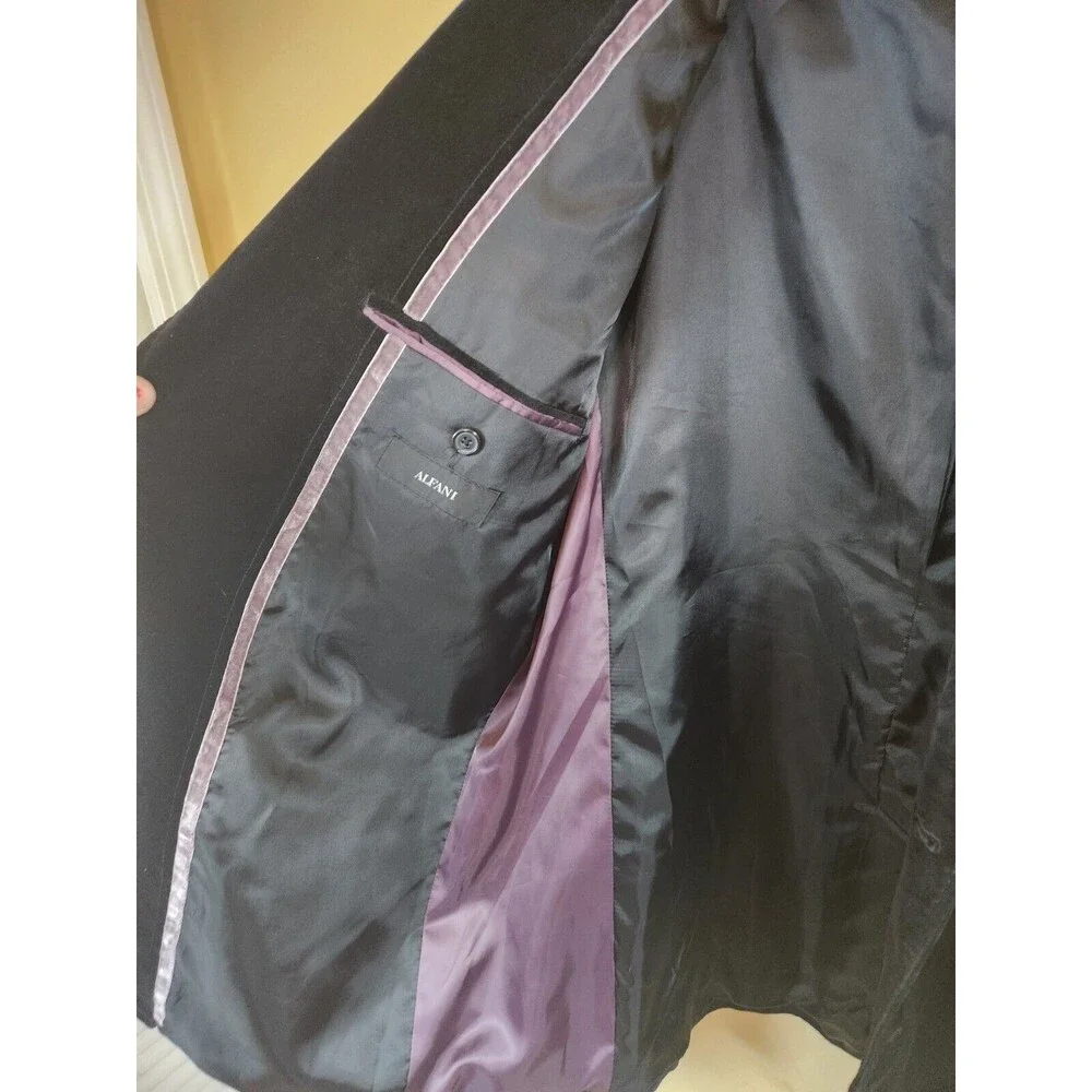 Alfani Velvet Velour Sport Coat Blazer Mens XL Black Notch Lapel 2 Button Retro‎